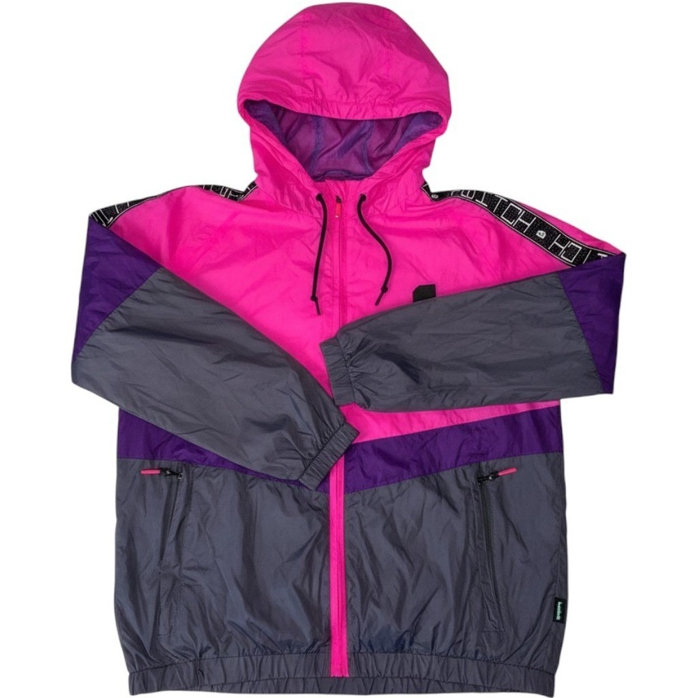 Twitch Windbreaker Jacket Small Pink Purple Colorblock Hooded Full Zip Streamer